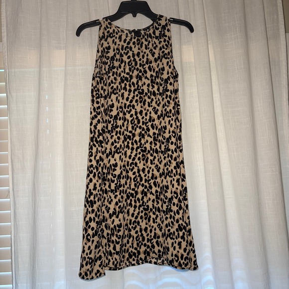 Halogen Dresses & Skirts - Halogen‎ Dress Womens XS Tan Black Leopard Print Sleeveless Shift A-Line Mini